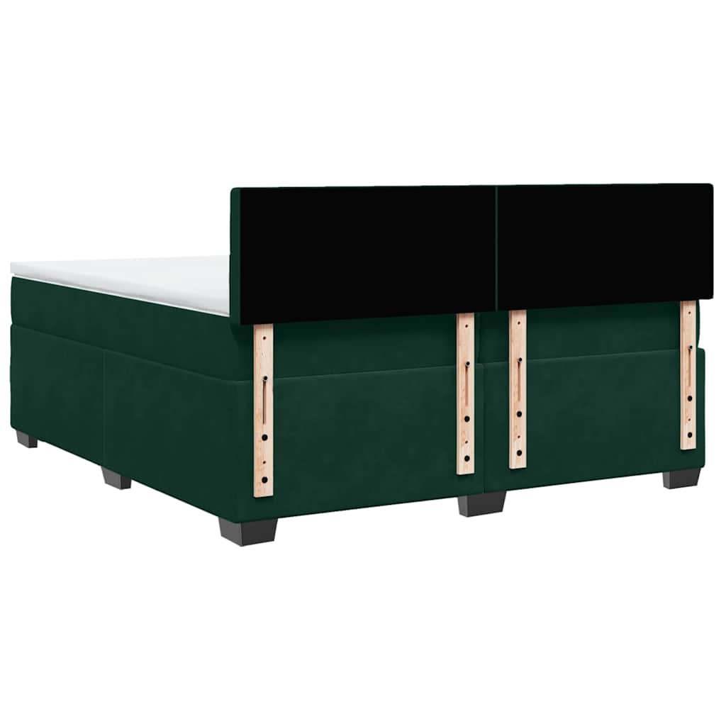 vidaXL Κρεβάτι Boxspring με Στρώμα Σκούρο Πράσινο 200x200εκ. Βελούδινο