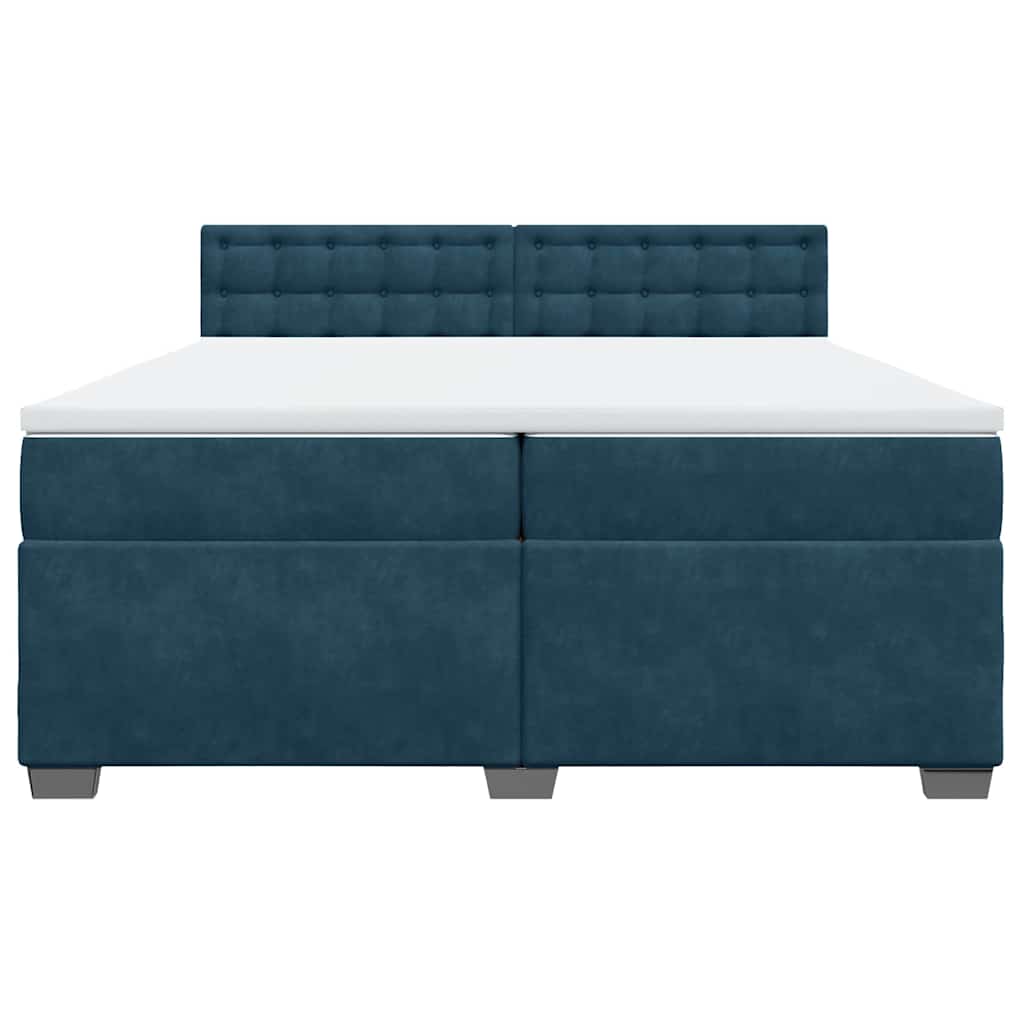 vidaXL Κρεβάτι Boxspring με Στρώμα Μπλε 200x200 εκ. Βελούδινο