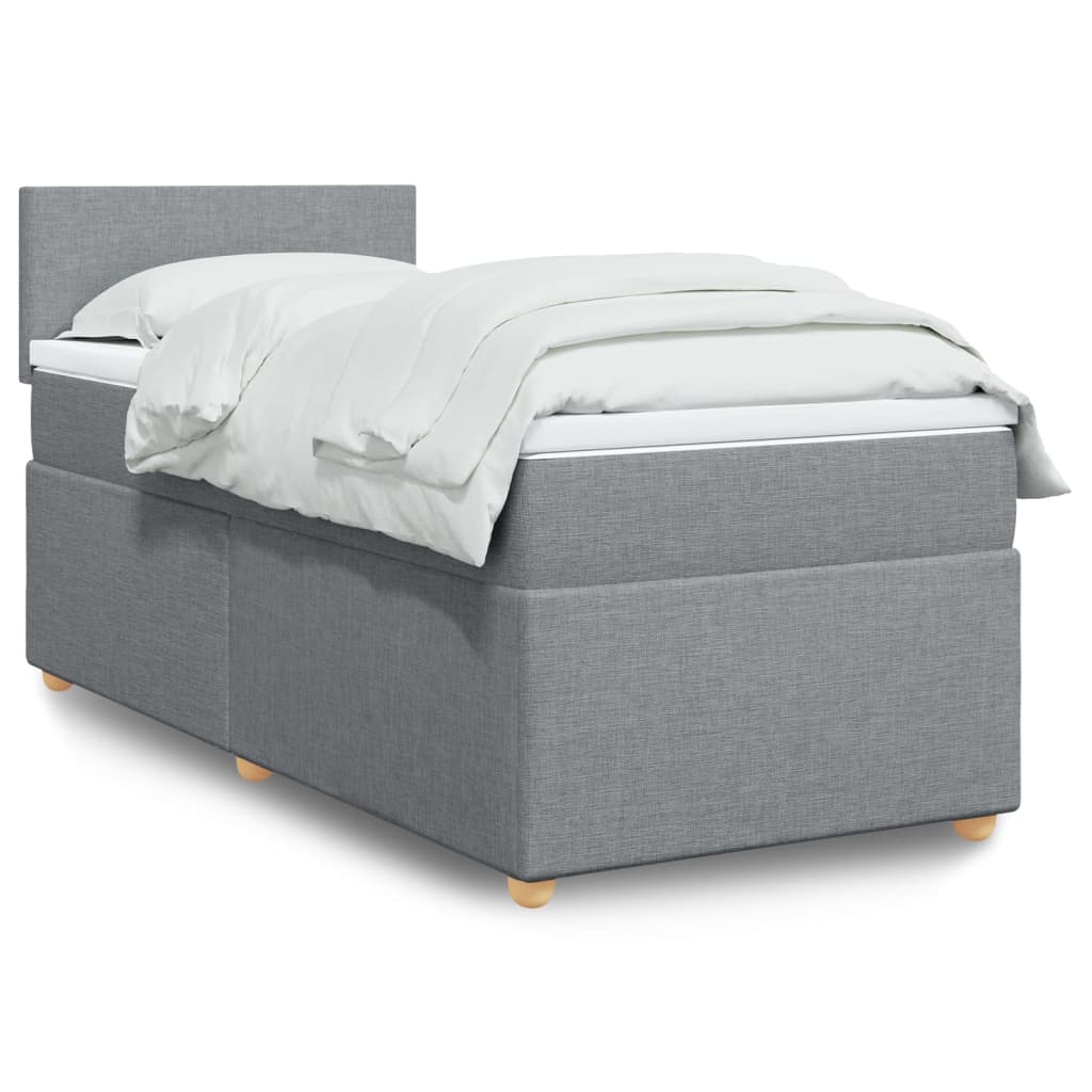 vidaXL Κρεβάτι Boxspring με Στρώμα Ανοιχτό Γκρι 80x200 εκ. Υφασμάτινο