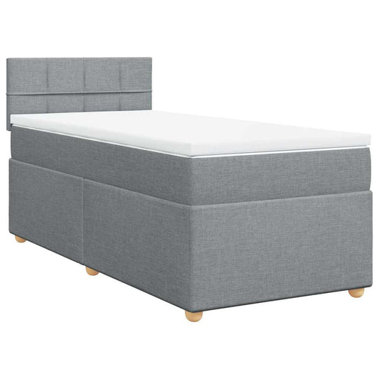 vidaXL Κρεβάτι Boxspring με Στρώμα Ανοιχτό Γκρι 80x200 εκ. Υφασμάτινο