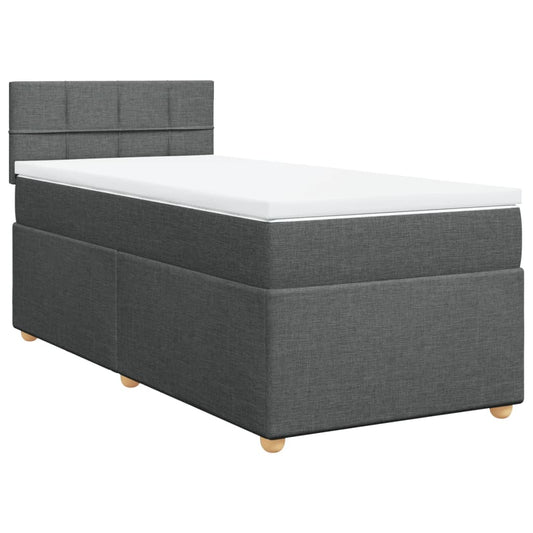 vidaXL Κρεβάτι Boxspring με Στρώμα Σκούρο Γκρι 80x200 εκ. Υφασμάτινο