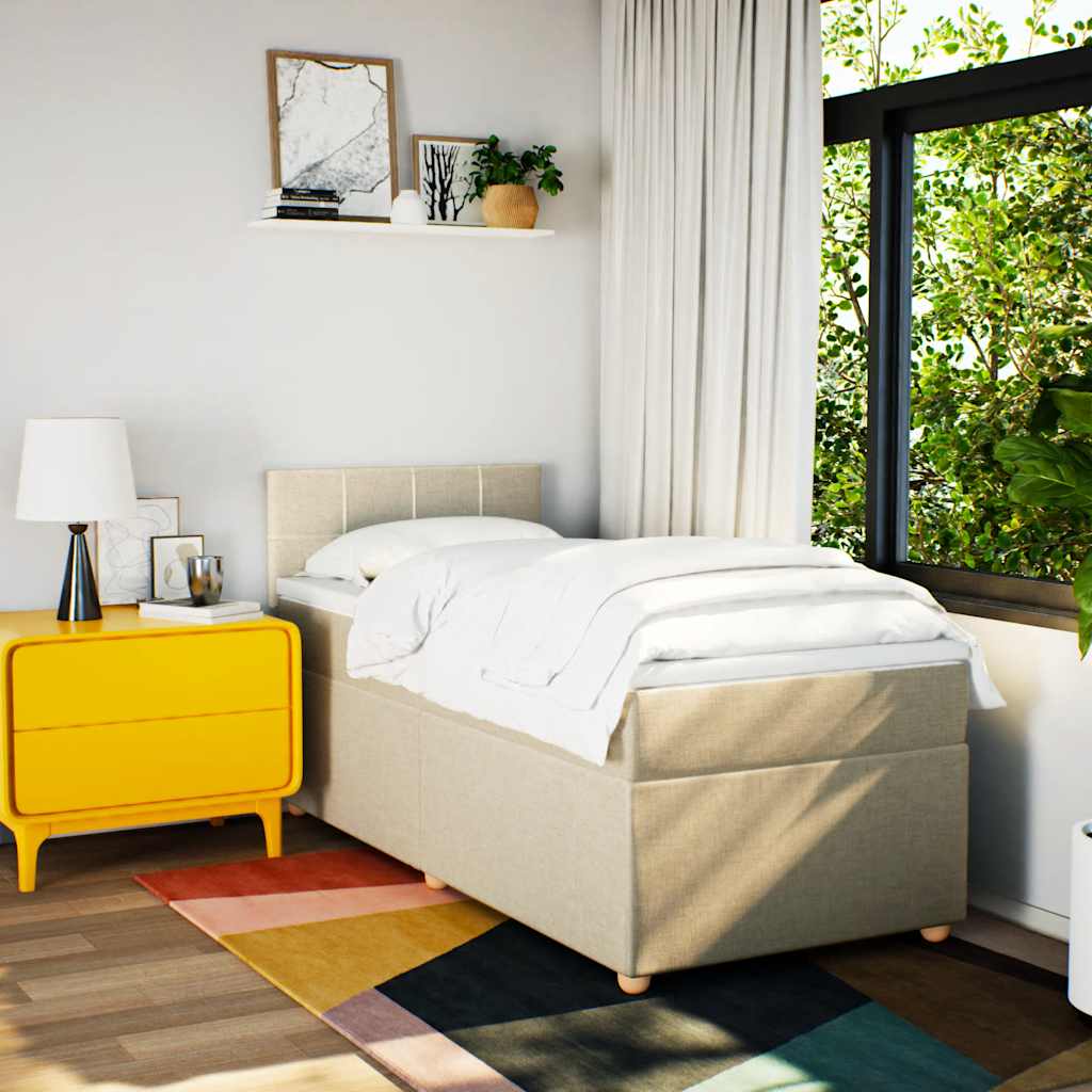 vidaXL Κρεβάτι Boxspring με Στρώμα Κρεμ 80 x 200 εκ. Υφασμάτινο