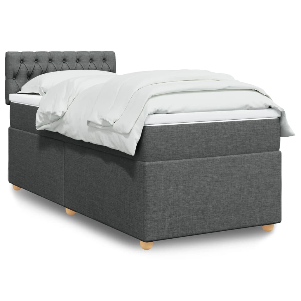 vidaXL Κρεβάτι Boxspring με Στρώμα Σκούρο Γκρι 80x200 εκ. Υφασμάτινο