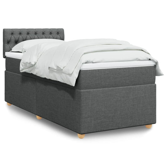 vidaXL Κρεβάτι Boxspring με Στρώμα Σκούρο Γκρι 80x200 εκ. Υφασμάτινο