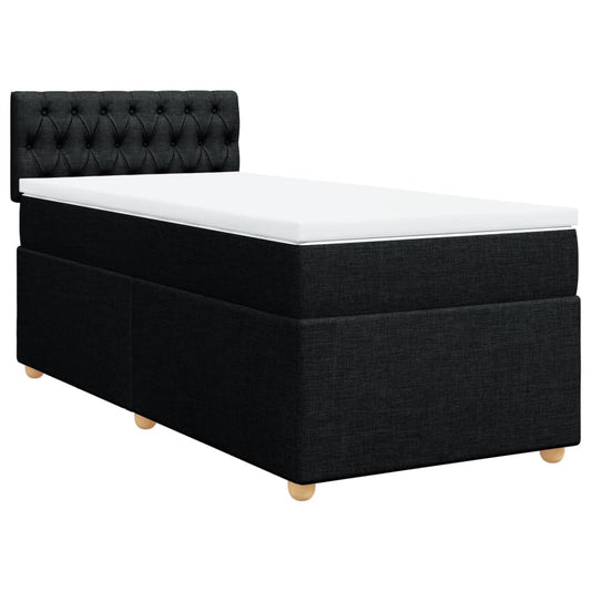 vidaXL Κρεβάτι Boxspring με Στρώμα Μαύρο 80 x 200 εκ. Υφασμάτινο