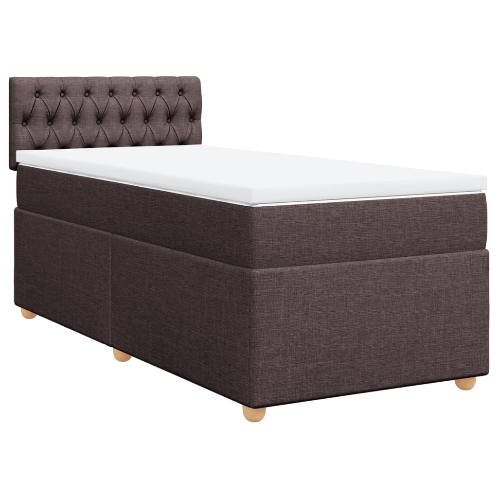 vidaXL Κρεβάτι Boxspring με Στρώμα Σκούρο Καφέ 80x200 εκ. Υφασμάτινο