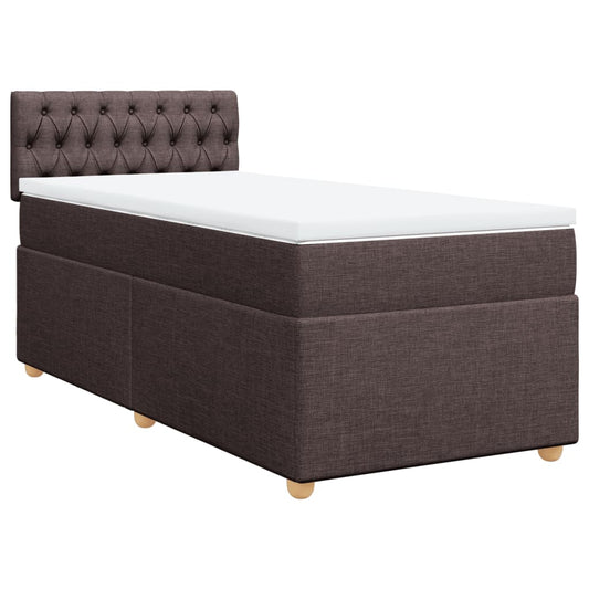 vidaXL Κρεβάτι Boxspring με Στρώμα Σκούρο Καφέ 80x200 εκ. Υφασμάτινο