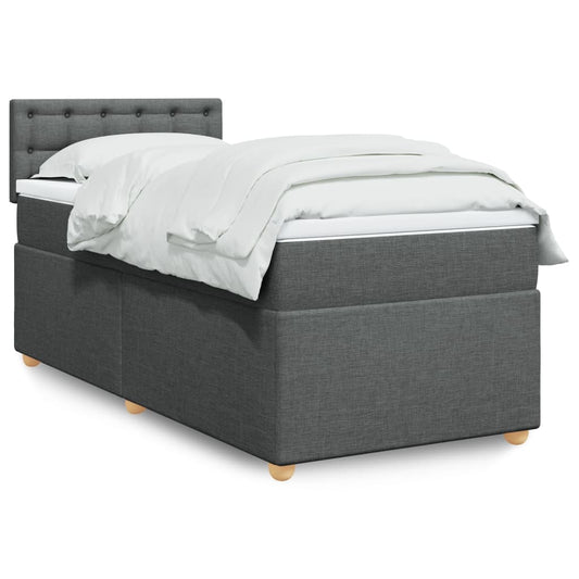 vidaXL Κρεβάτι Boxspring με Στρώμα Σκούρο Γκρι 80x200 εκ. Υφασμάτινο