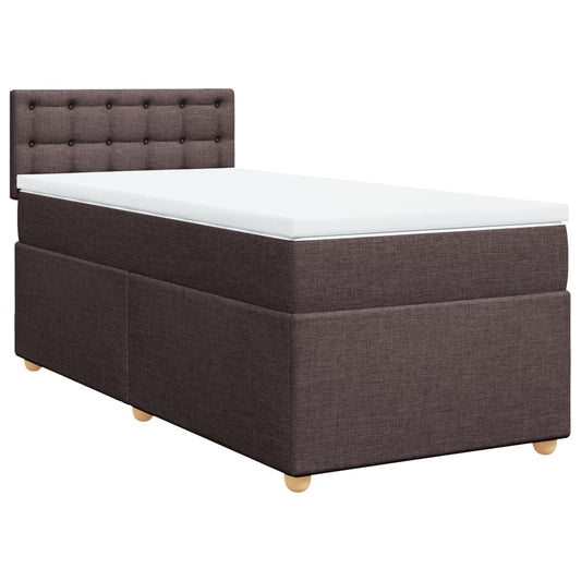 vidaXL Κρεβάτι Boxspring με Στρώμα Σκούρο Καφέ 80x200 εκ. Υφασμάτινο