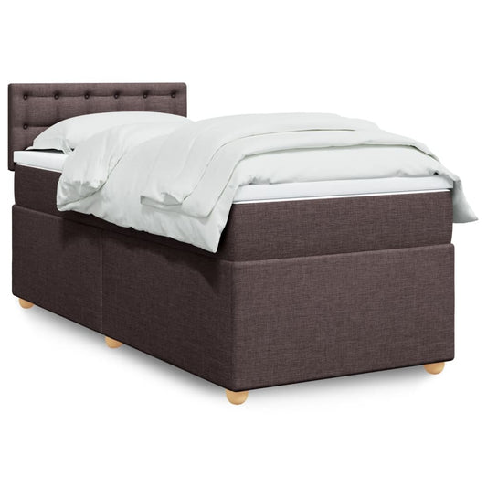 vidaXL Κρεβάτι Boxspring με Στρώμα Σκούρο Καφέ 80x200 εκ. Υφασμάτινο