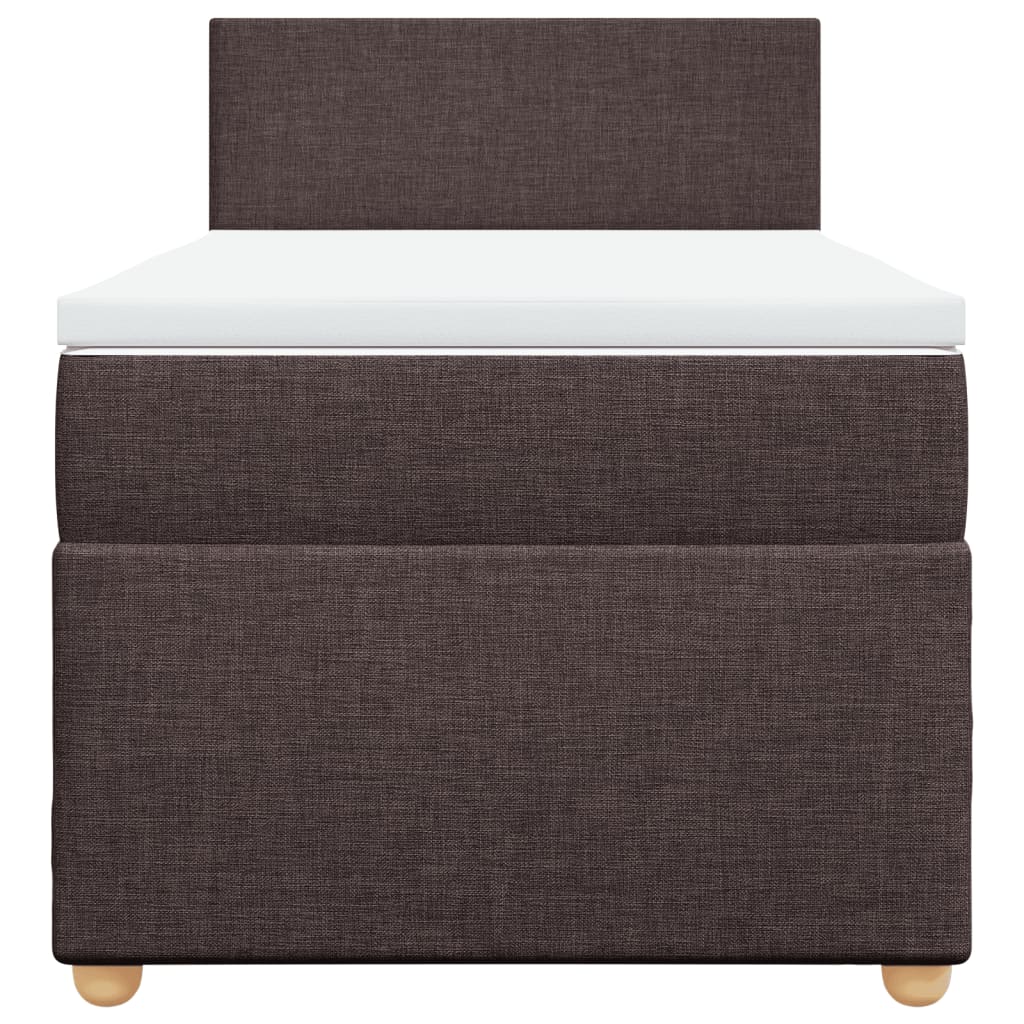 vidaXL Κρεβάτι Boxspring με Στρώμα Σκούρο Καφέ 90x190 εκ. Υφασμάτινο