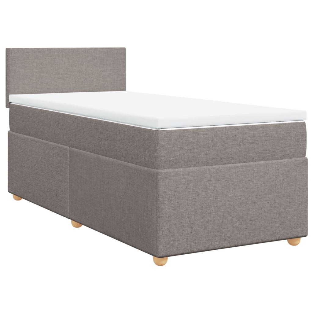 vidaXL Κρεβάτι Boxspring με Στρώμα Taupe 90x190 εκ.Υφασμάτινο
