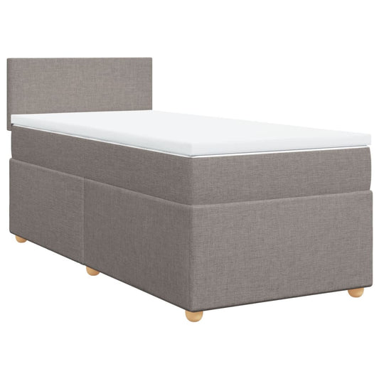 vidaXL Κρεβάτι Boxspring με Στρώμα Taupe 90x190 εκ.Υφασμάτινο