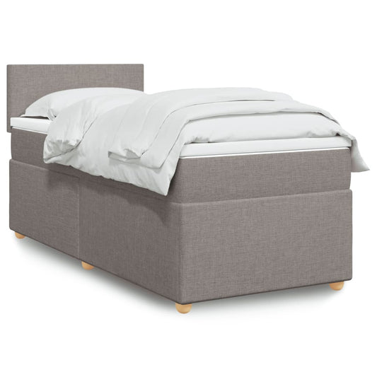 vidaXL Κρεβάτι Boxspring με Στρώμα Taupe 90x190 εκ.Υφασμάτινο