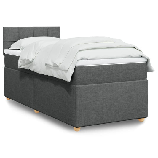 vidaXL Κρεβάτι Boxspring με Στρώμα Σκούρο Γκρι 90x190 εκ. Υφασμάτινο