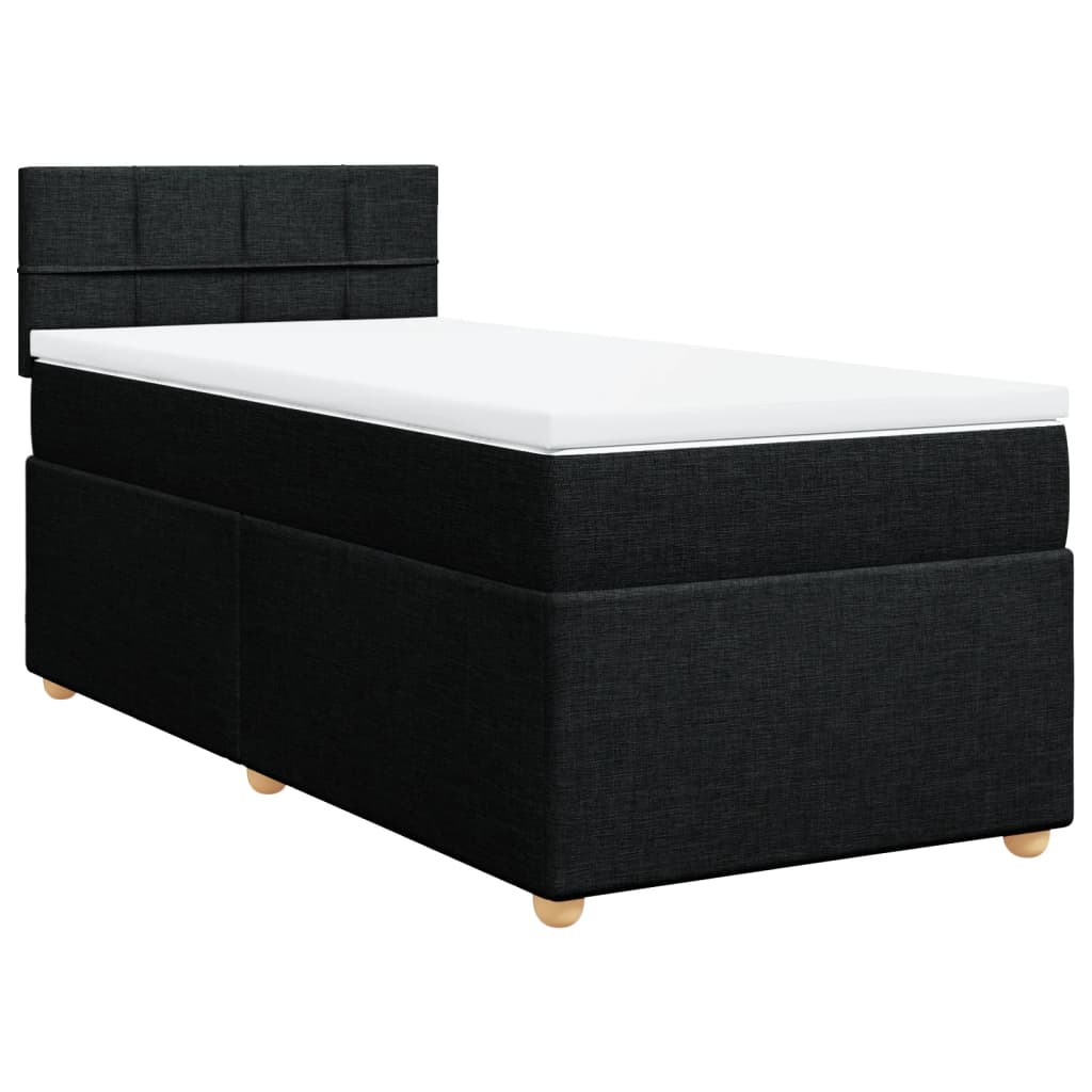 vidaXL Κρεβάτι Boxspring με Στρώμα Μαύρο 90x190 εκ.Υφασμάτινο