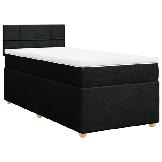 vidaXL Κρεβάτι Boxspring με Στρώμα Μαύρο 90x190 εκ.Υφασμάτινο