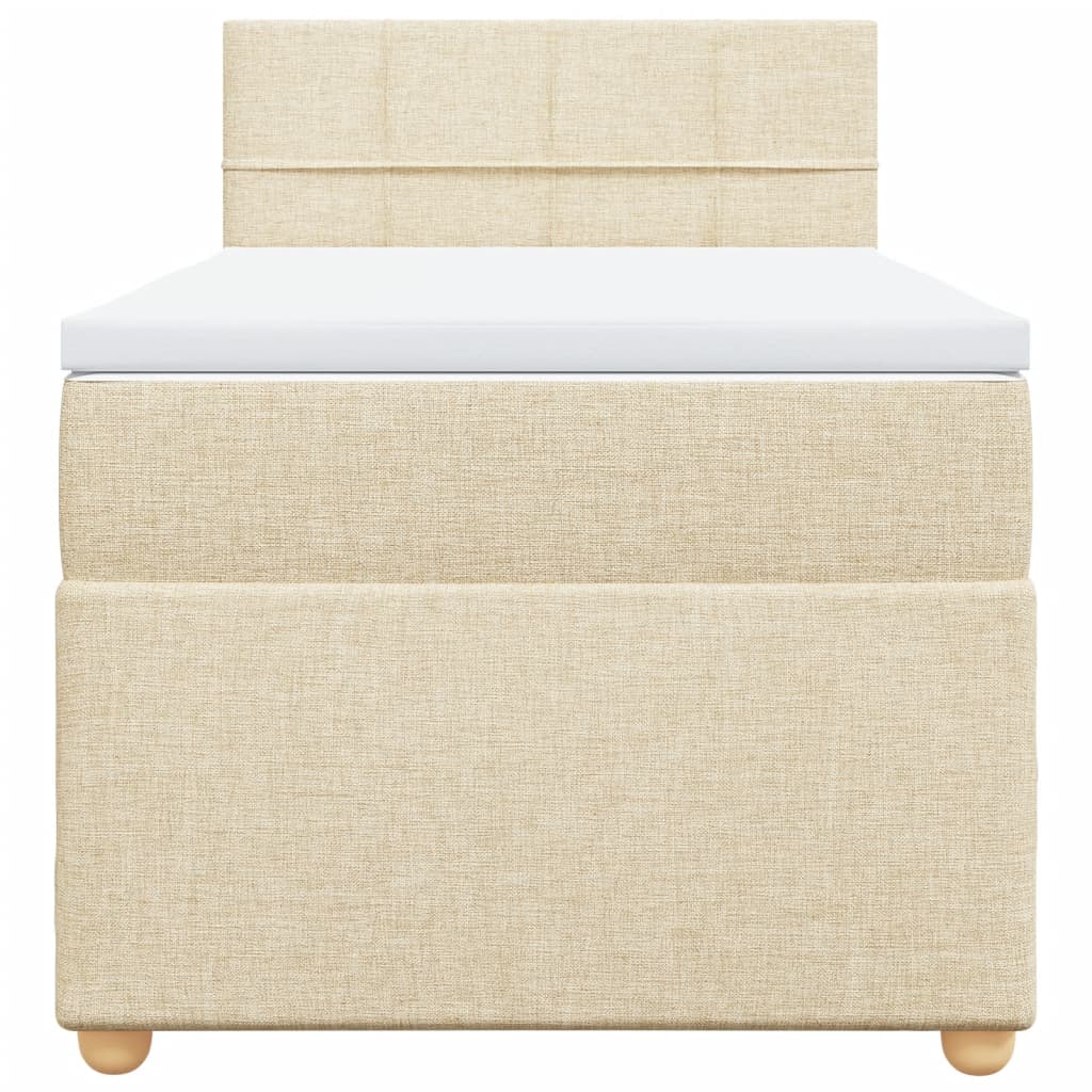 vidaXL Κρεβάτι Boxspring με Στρώμα Κρεμ 90x190 εκ.Υφασμάτινο