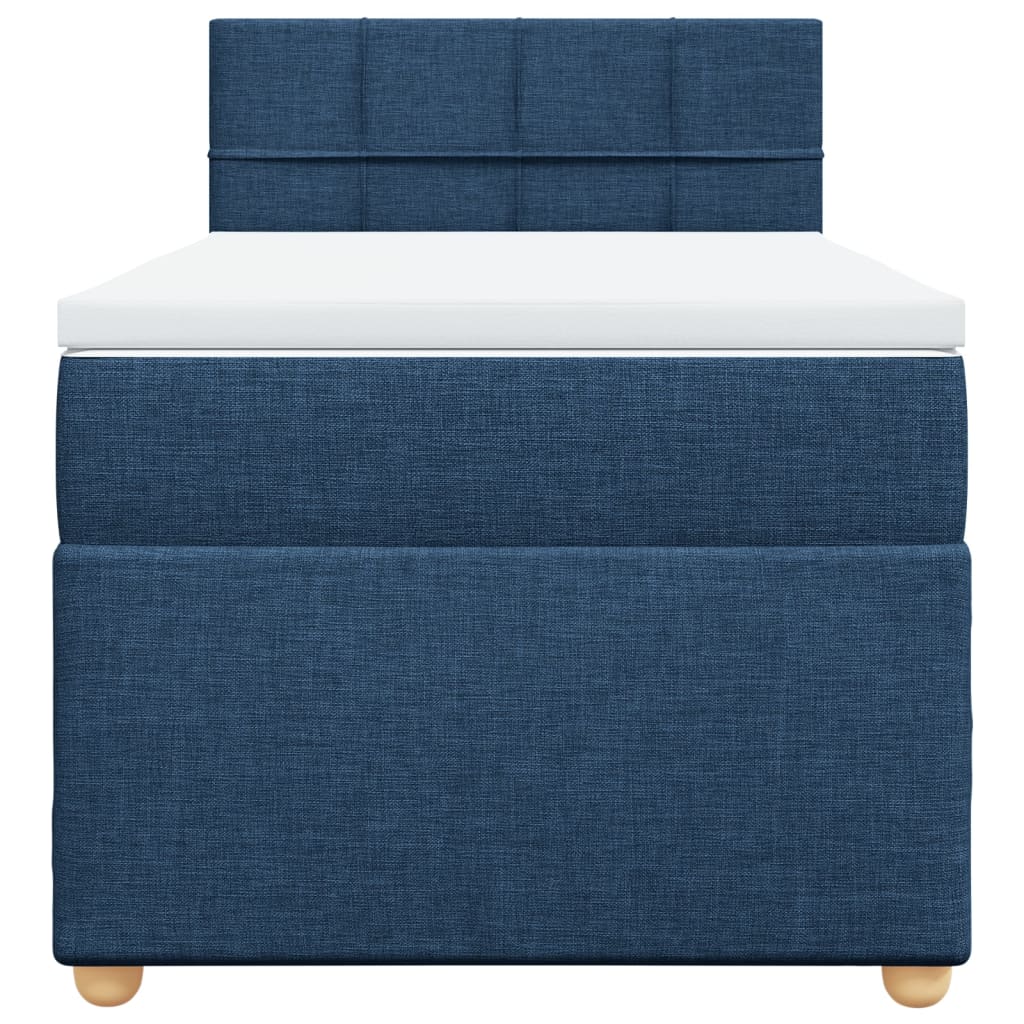 vidaXL Κρεβάτι Boxspring με Στρώμα Μπλε 90x190 εκ.Υφασμάτινο