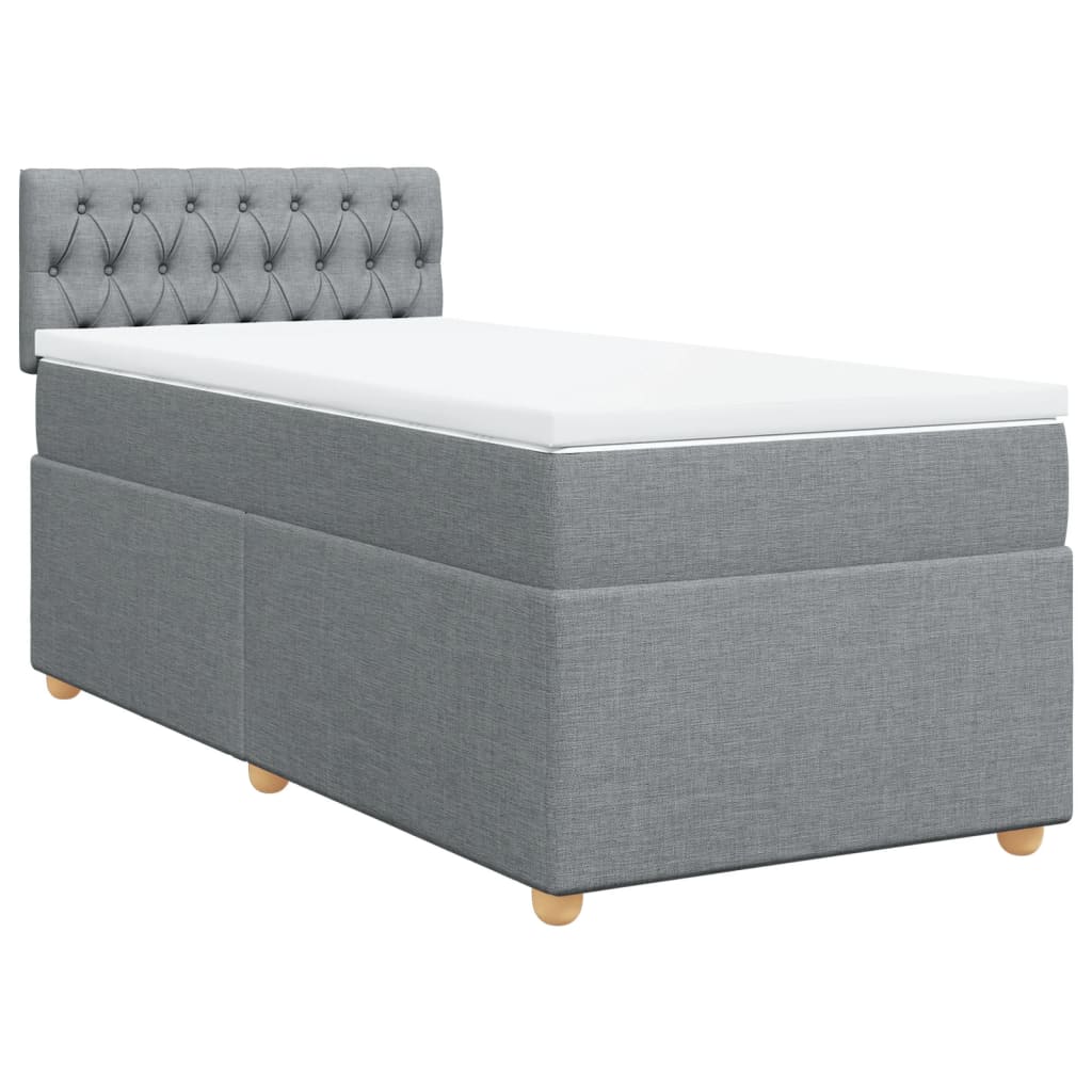 vidaXL Κρεβάτι Boxspring με Στρώμα Ανοιχτό Γκρι 90x190 εκ. Υφασμάτινο