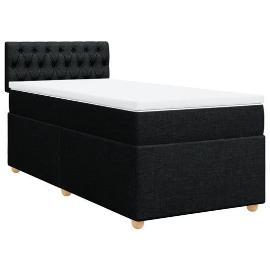 vidaXL Κρεβάτι Boxspring με Στρώμα Μαύρο 90x190 εκ.Υφασμάτινο