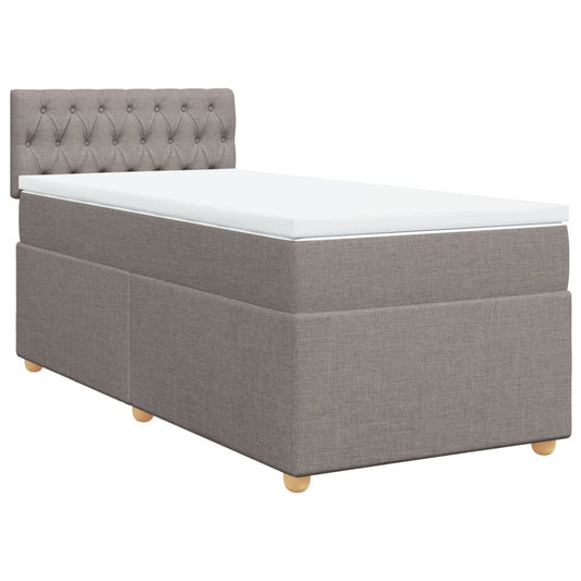 vidaXL Κρεβάτι Boxspring με Στρώμα Taupe 90x190 εκ.Υφασμάτινο