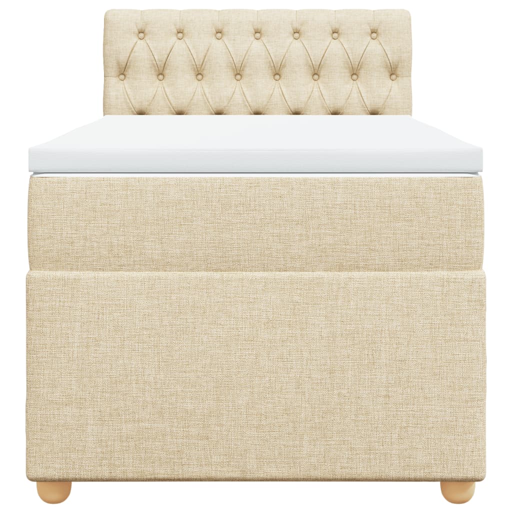vidaXL Κρεβάτι Boxspring με Στρώμα Κρεμ 90x190 εκ.Υφασμάτινο
