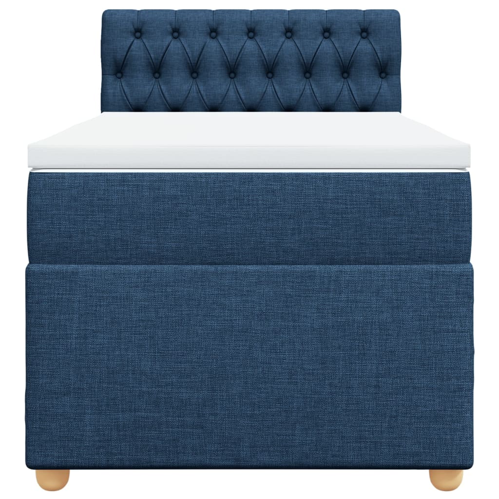 vidaXL Κρεβάτι Boxspring με Στρώμα Μπλε 90x190 εκ.Υφασμάτινο
