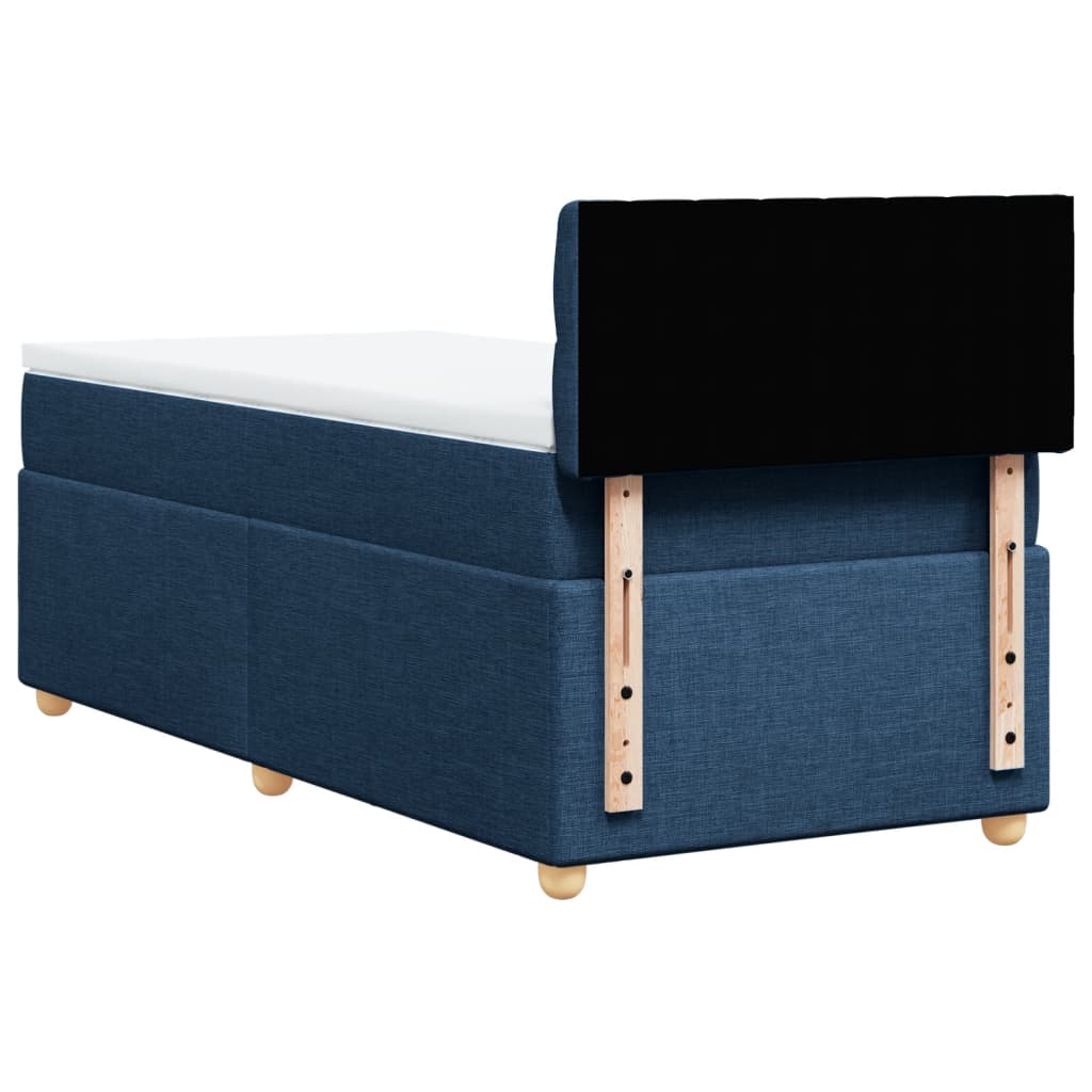 vidaXL Κρεβάτι Boxspring με Στρώμα Μπλε 90x190 εκ.Υφασμάτινο
