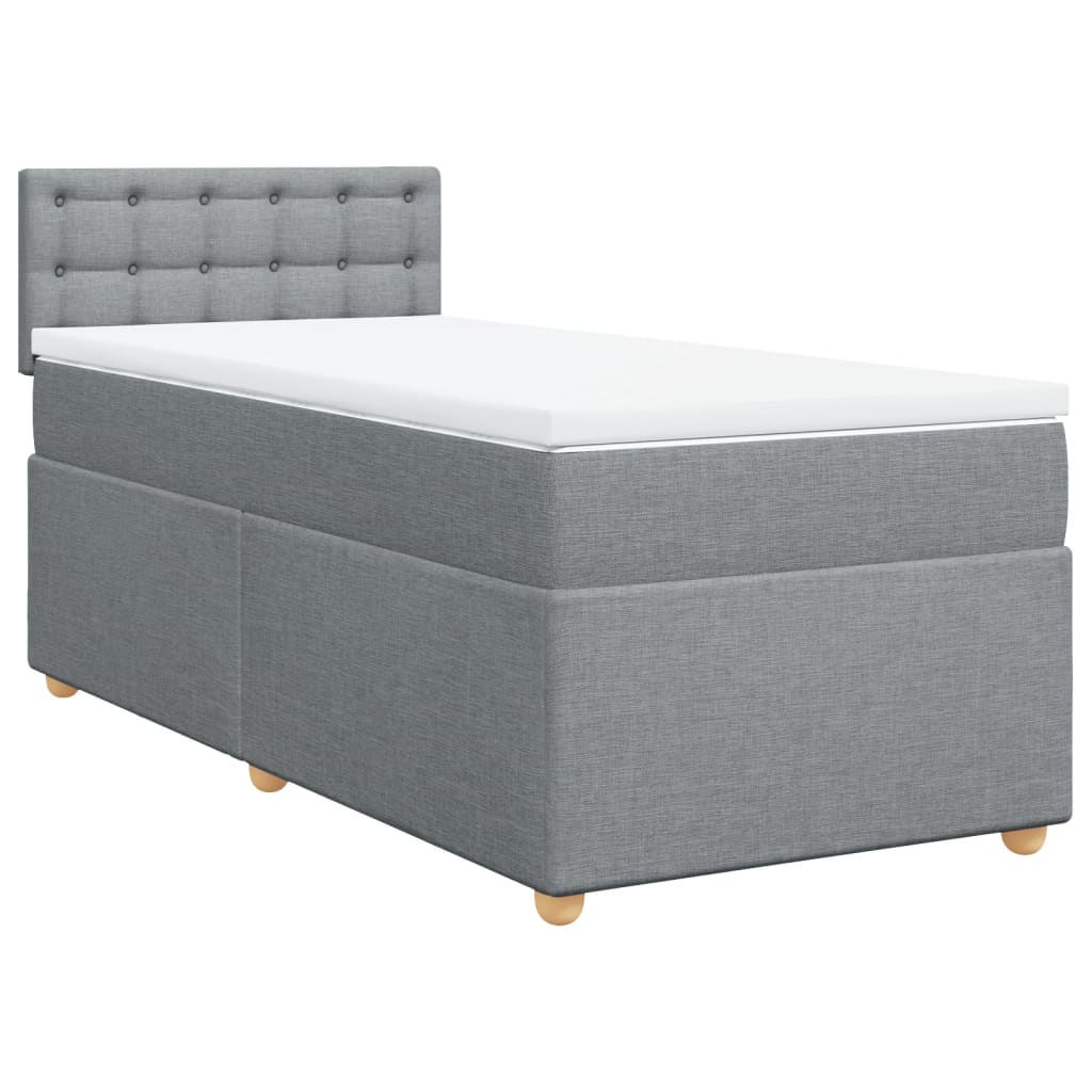 vidaXL Κρεβάτι Boxspring με Στρώμα Ανοιχτό Γκρι 90x190 εκ. Υφασμάτινο