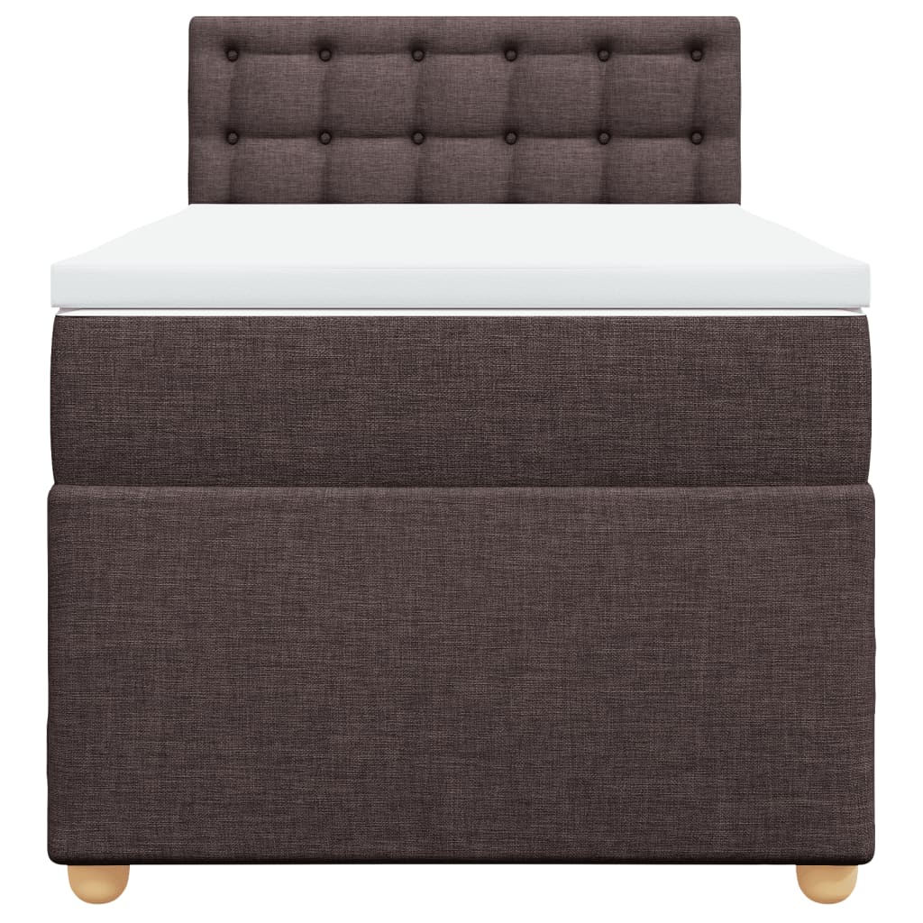 vidaXL Κρεβάτι Boxspring με Στρώμα Σκούρο Καφέ 90x190 εκ. Υφασμάτινο