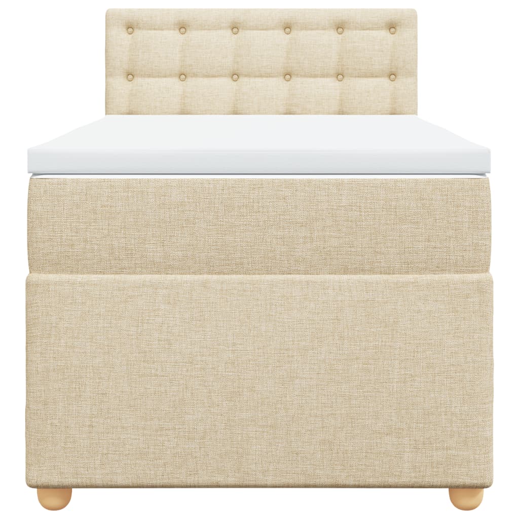 vidaXL Κρεβάτι Boxspring με Στρώμα Κρεμ 90x190 εκ.Υφασμάτινο