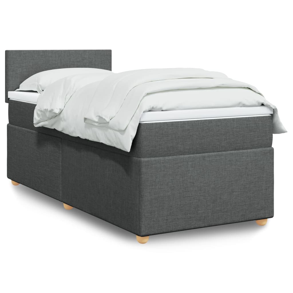 vidaXL Κρεβάτι Boxspring με Στρώμα Σκούρο Γκρι 90x200 εκ. Υφασμάτινο