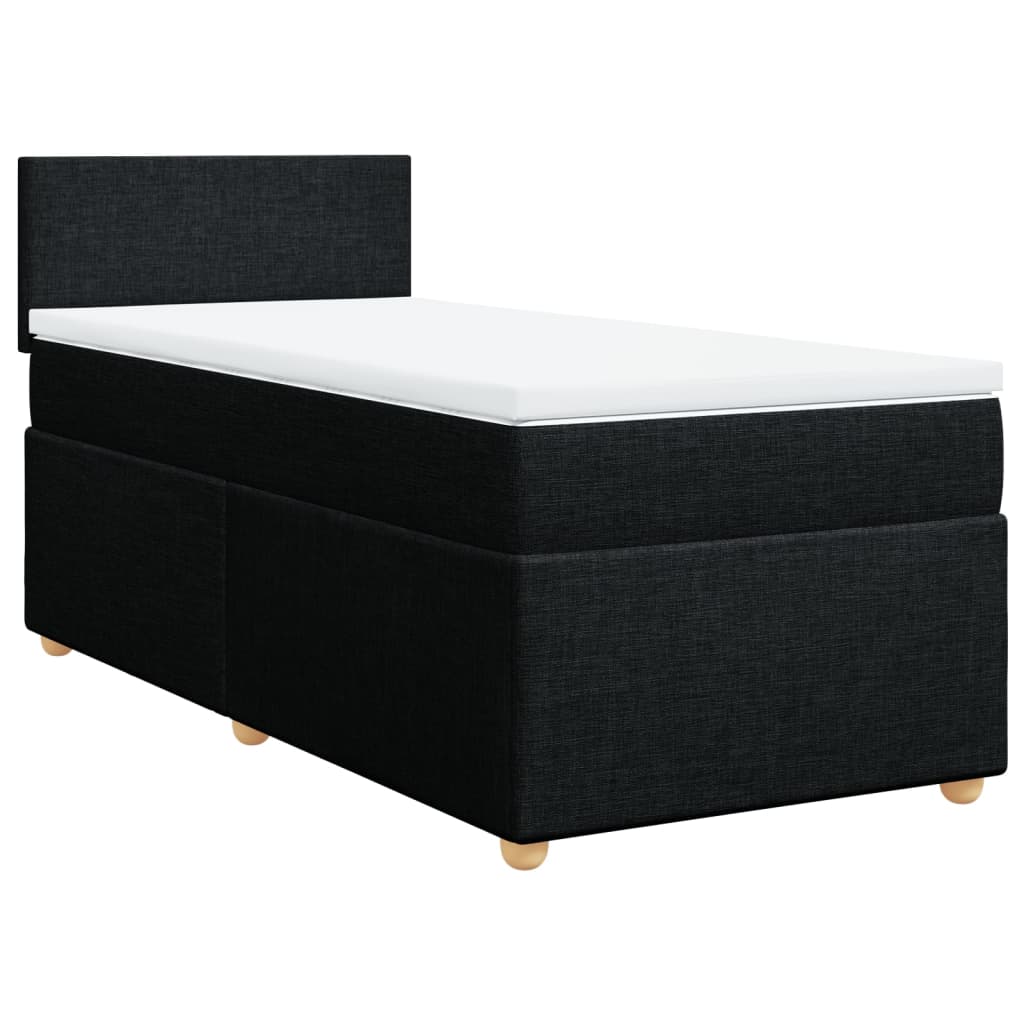 vidaXL Κρεβάτι Boxspring με Στρώμα Μαύρο 90x200 εκ. Υφασμάτινο