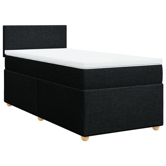 vidaXL Κρεβάτι Boxspring με Στρώμα Μαύρο 90x200 εκ. Υφασμάτινο