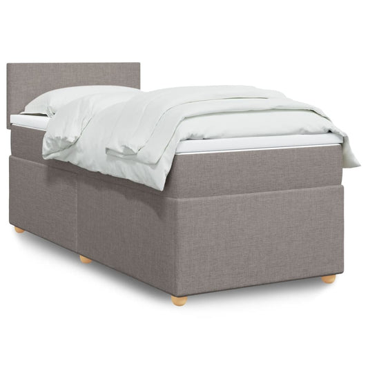 vidaXL Κρεβάτι Boxspring με Στρώμα Taupe 90x200 εκ. Υφασμάτινο