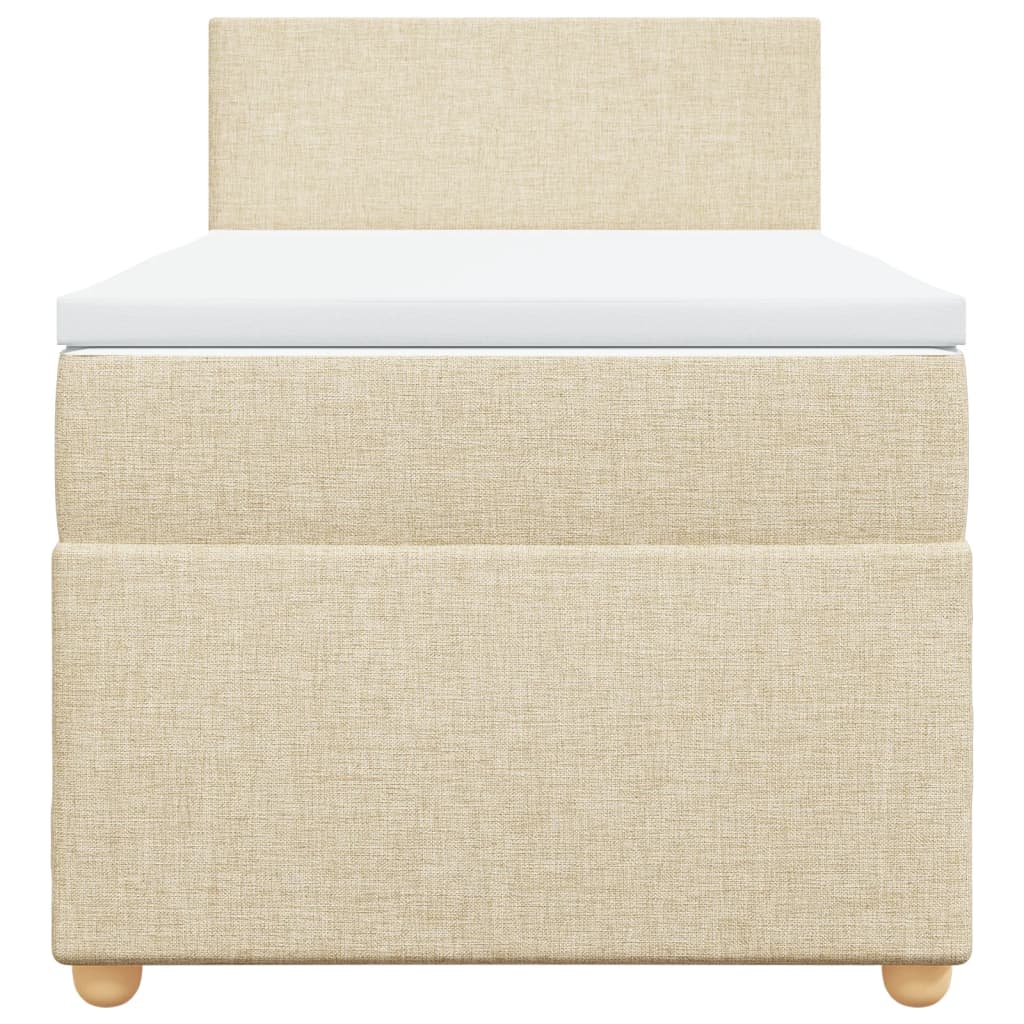 vidaXL Κρεβάτι Boxspring με Στρώμα Κρεμ 90x200 εκ.Υφασμάτινο