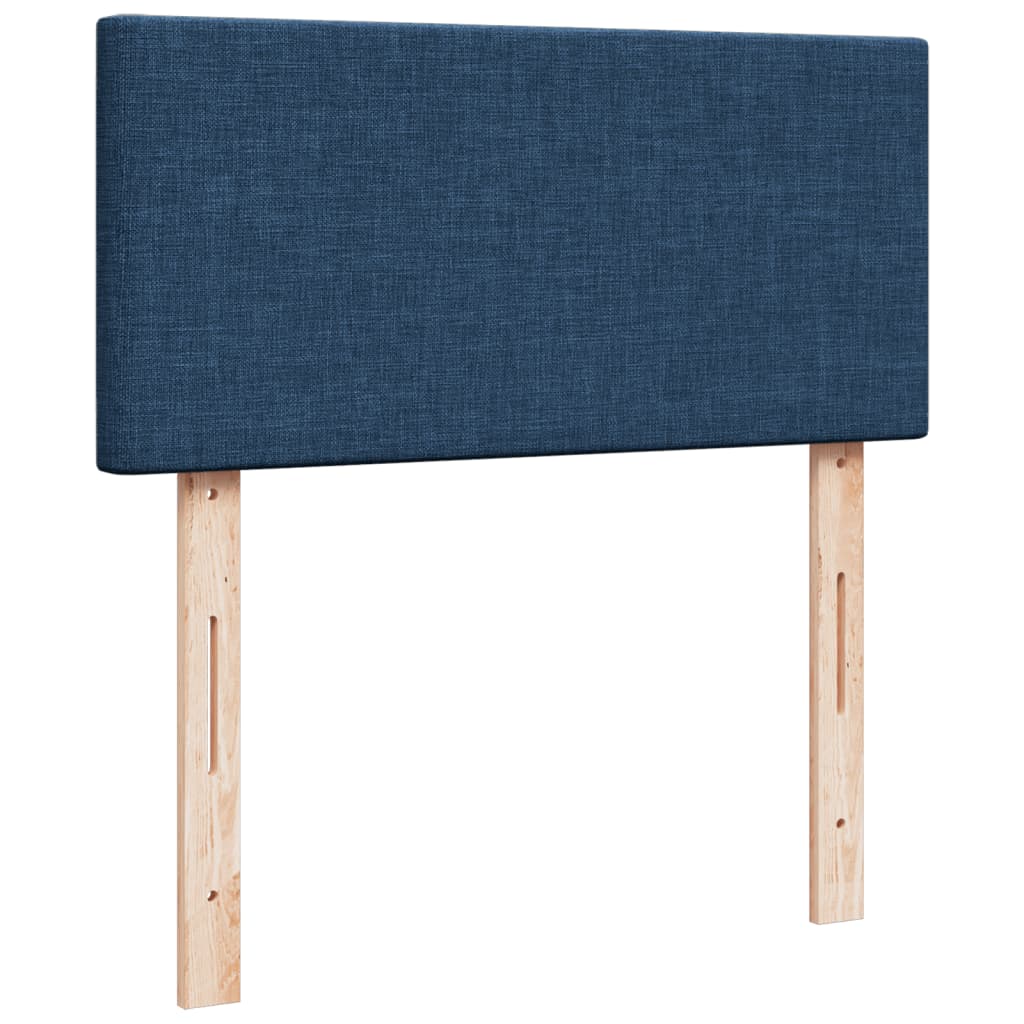 vidaXL Κρεβάτι Boxspring με Στρώμα Μπλε 90x200 εκ.Υφασμάτινο