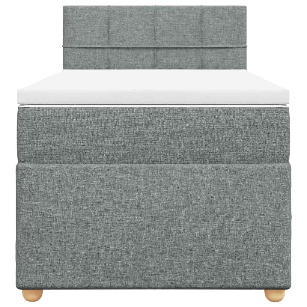 vidaXL Κρεβάτι Boxspring με Στρώμα Ανοιχτό Γκρι 90x200 εκ. Υφασμάτινο
