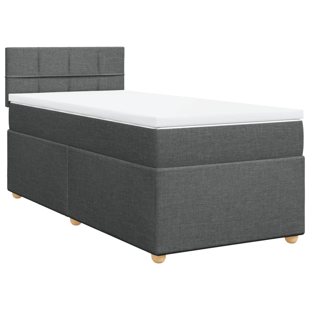 vidaXL Κρεβάτι Boxspring με Στρώμα Σκούρο Γκρι 90x200 εκ. Υφασμάτινο