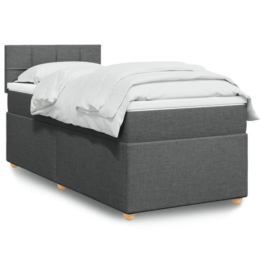 vidaXL Κρεβάτι Boxspring με Στρώμα Σκούρο Γκρι 90x200 εκ. Υφασμάτινο