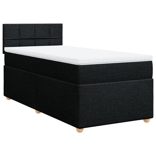 vidaXL Κρεβάτι Boxspring με Στρώμα Μαύρο 90x200 εκ. Υφασμάτινο