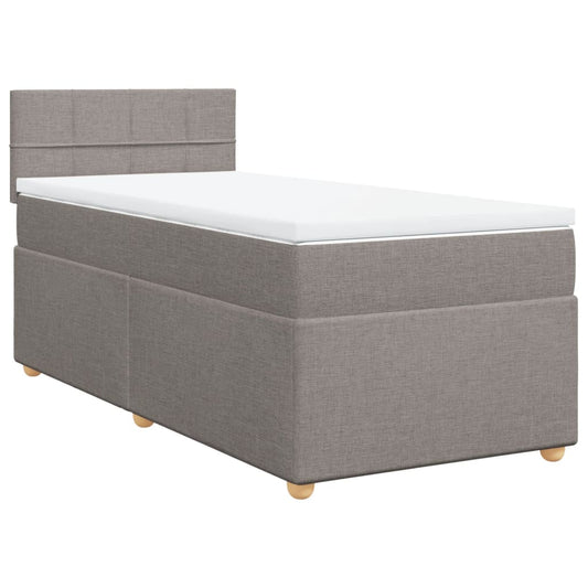 vidaXL Κρεβάτι Boxspring με Στρώμα Taupe 90x200 εκ. Υφασμάτινο