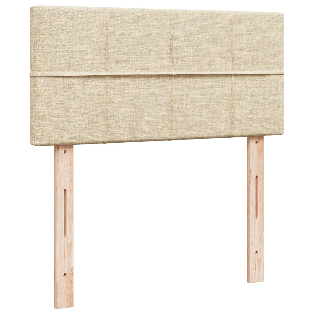 vidaXL Κρεβάτι Boxspring με Στρώμα Κρεμ 90x200 εκ.Υφασμάτινο