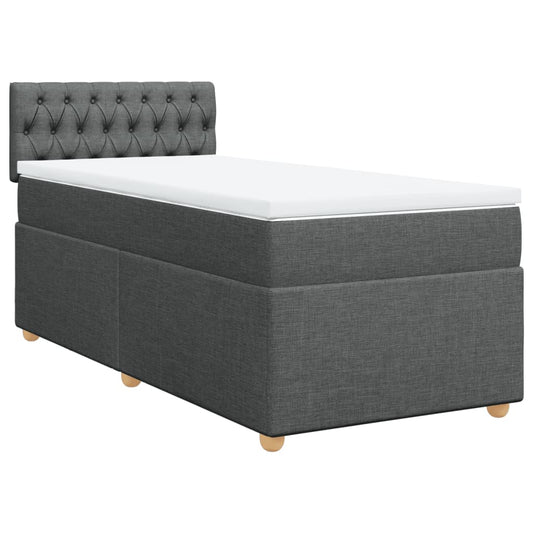 vidaXL Κρεβάτι Boxspring με Στρώμα Σκούρο Γκρι 90x200 εκ. Υφασμάτινο