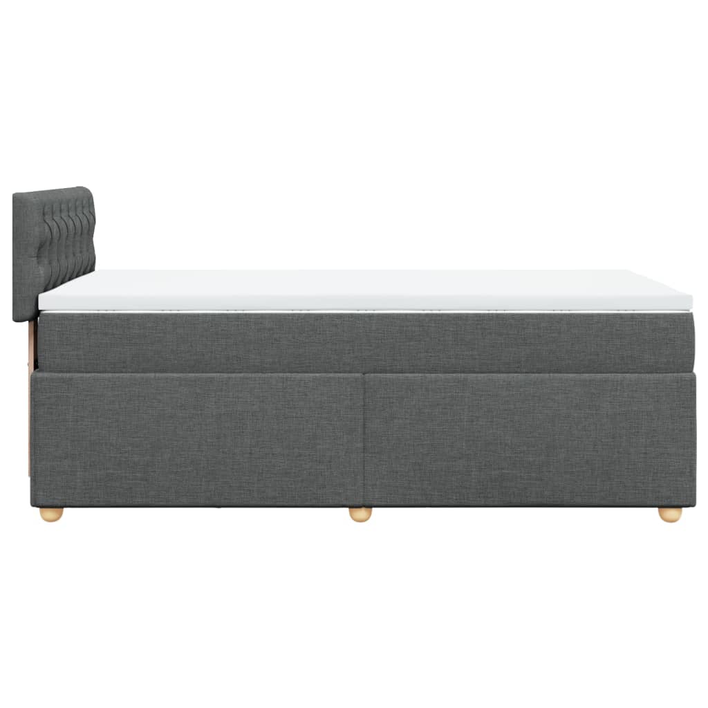 vidaXL Κρεβάτι Boxspring με Στρώμα Σκούρο Γκρι 90x200 εκ. Υφασμάτινο