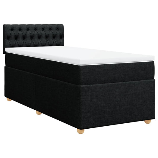 vidaXL Κρεβάτι Boxspring με Στρώμα Μαύρο 90x200 εκ. Υφασμάτινο