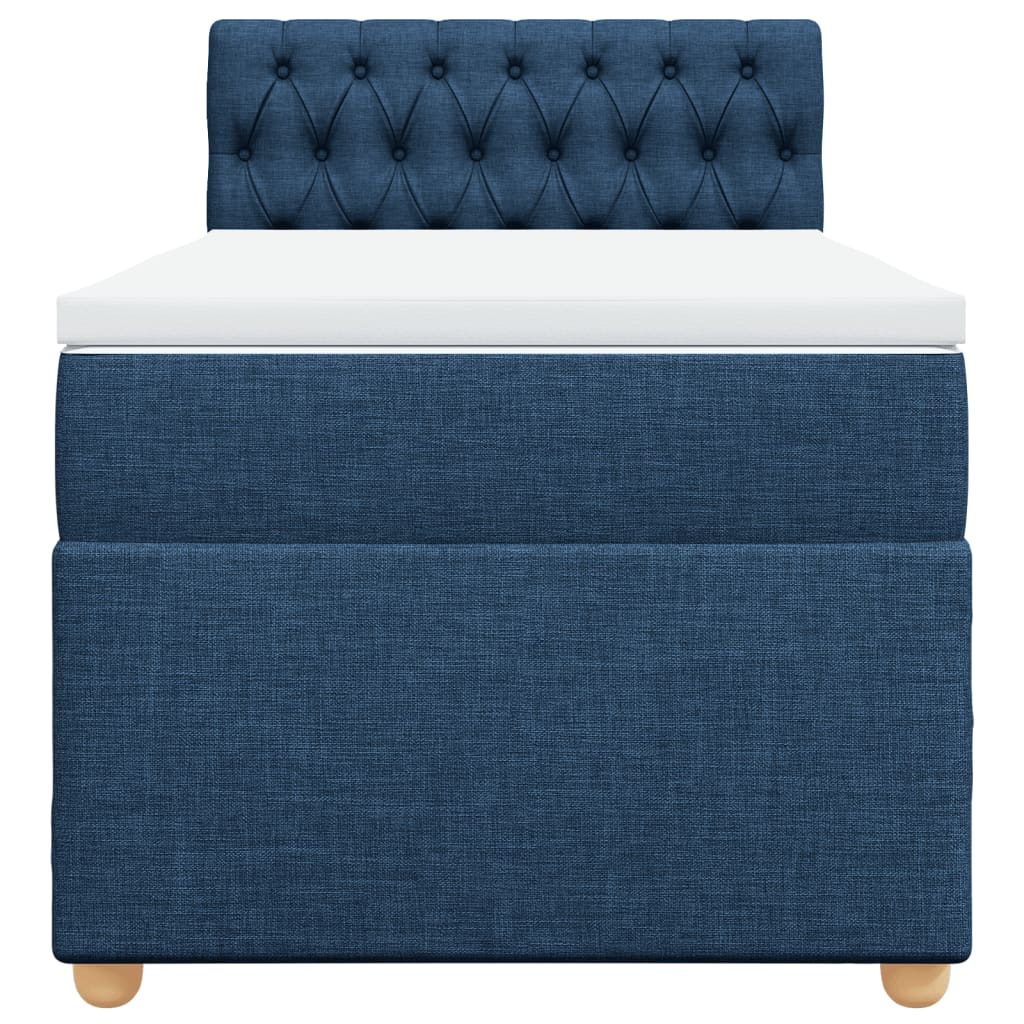 vidaXL Κρεβάτι Boxspring με Στρώμα Μπλε 90x200 εκ.Υφασμάτινο