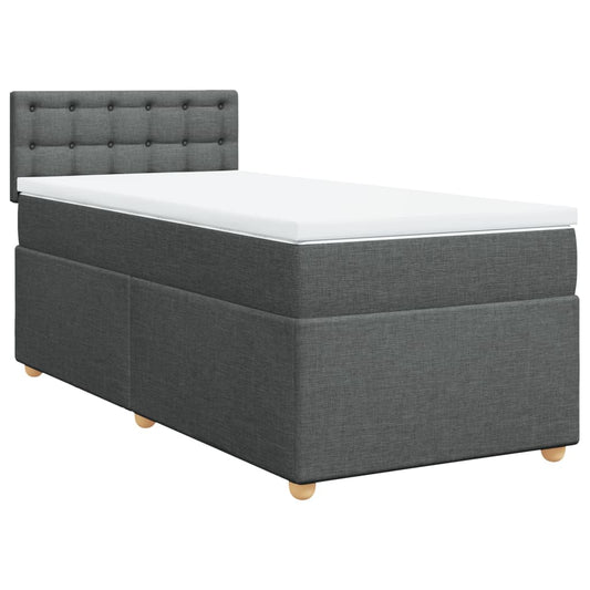 vidaXL Κρεβάτι Boxspring με Στρώμα Σκούρο Γκρι 90x200 εκ. Υφασμάτινο