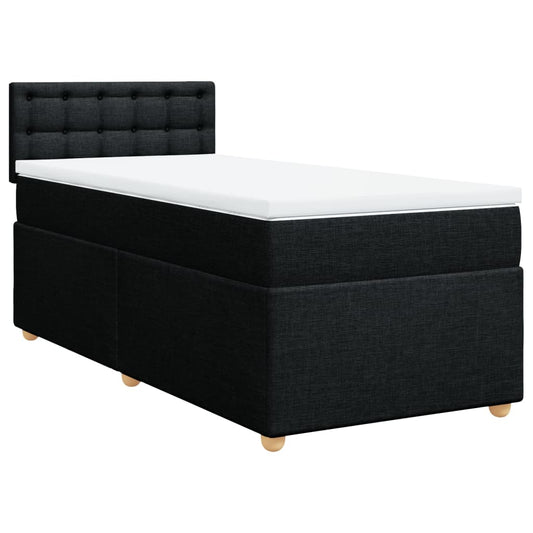 vidaXL Κρεβάτι Boxspring με Στρώμα Μαύρο 90x200 εκ. Υφασμάτινο